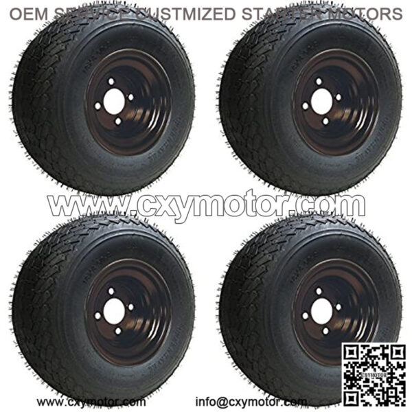 18x8.50-8 GTX OEM Golf Cart BLACK Wheels and Golf Cart Tires Combo - Set of 4